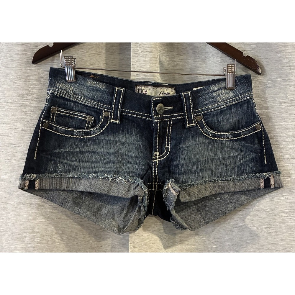 Vintage Y2K Buckle BKE Stella Low Rise Cuffed Denim Bootie‎ Shorts 27 Festival